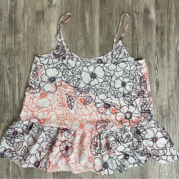 Loft Women’s Tank Top Blouse White Multi Floral Peplum S - Picture 3 of 3